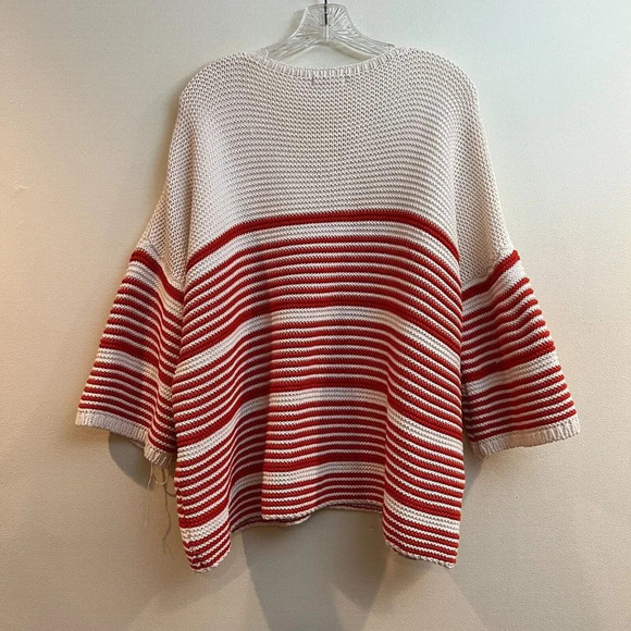 Mes Demoiselles 100% Cotton Knit Striped Wide Quarter Sleeve Pullover Sweater TU - Picture 5 of 12